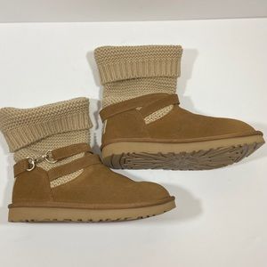 UGG Purl Strap Boot Chestnut Brown Tan Size 8 M EUC